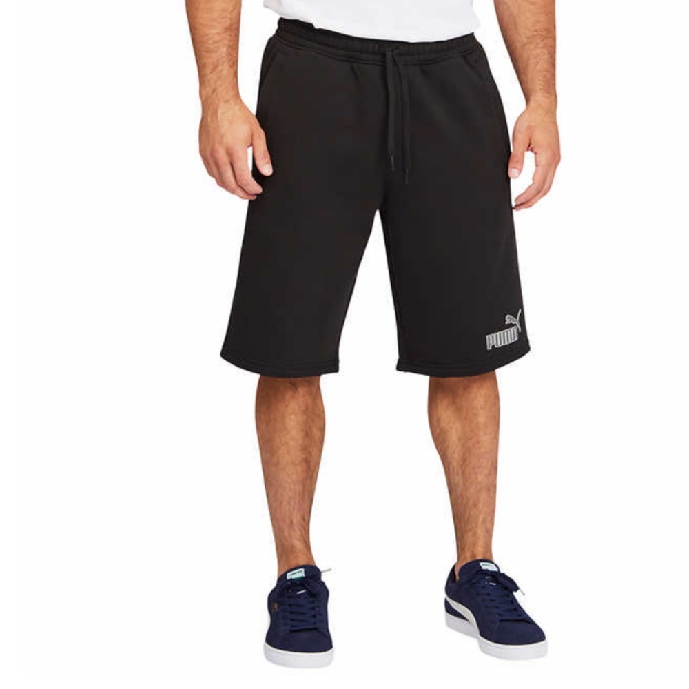 Puma Men's Fleece Drawstring Waist Logo Shorts